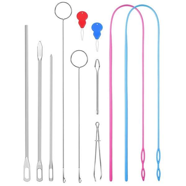 Stainless Steel Drawstring Threader Tool Set, 11 Pack, Gourd Shaped