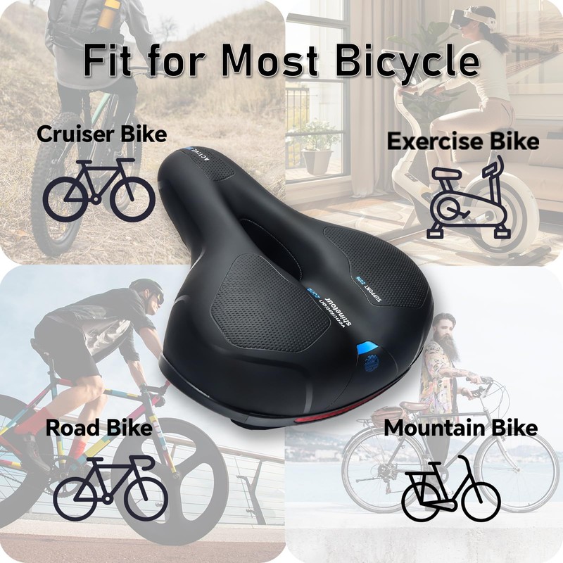 UVTQSSP 9.8"x8" Comfy Bike Seat Wide Bicycle Saddle Replacement Cushion