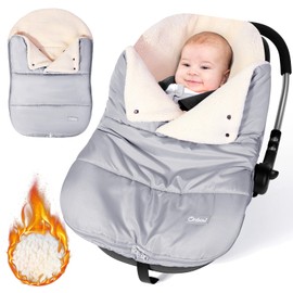 Orzbow Winter Car Seat Footmuff for Baby,Universal Car Seat Blanket w/Adjustable Collar,Waterproof Baby Car Seat Cover w/Zip,Warm Berber Fleece,Detachable and Machine Washable (Black)