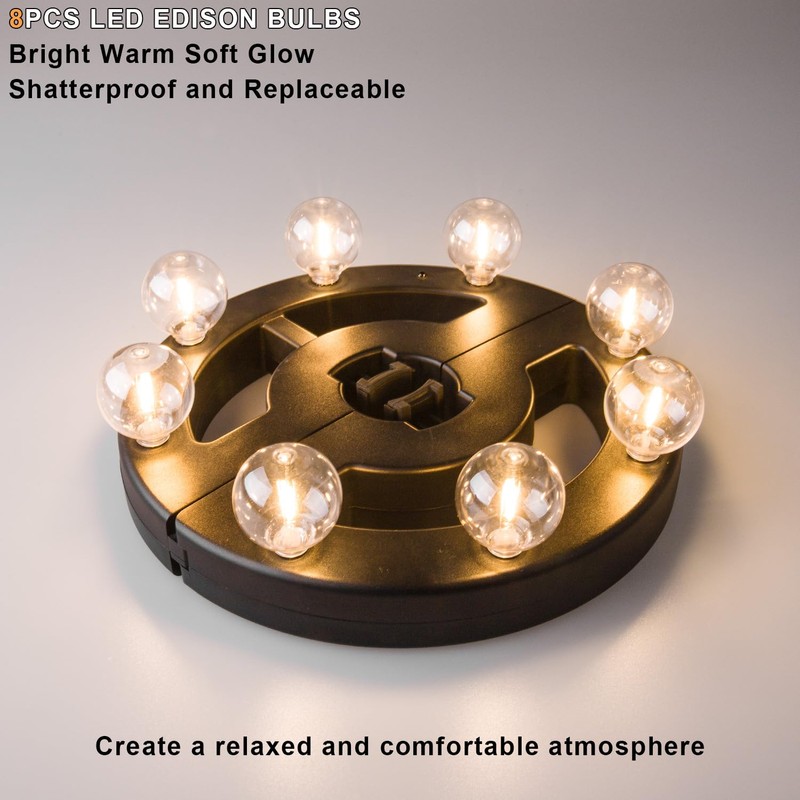 Umbrella Lights Outdoor Patio, Rechargeable Cordless with Dimmer &Timer, 8