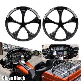 Unbranded Gloss Black Front Speaker Grill Trim Cover For Harley Electra Glide Police FLHTP