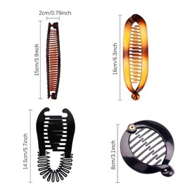 XZEIT Banana Hair Clips Set Vintage Fishtail Hair Clip 12 Pieces 4 Styles Accessory for Women Girls Long, Curly or Straight Hair