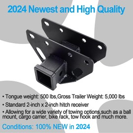 Ford Bronco Trailer Tow Hitch | 2“ Receiver Hitch for Ford Bronco 2021-2024 | Heavy Duty Steel Trailer Tow Hook Ford Bronco 2-Inch Receiver Hitch