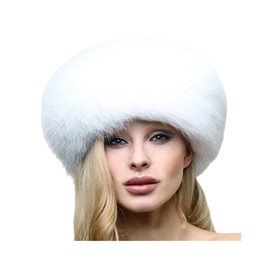 Acrawnni Ladies Faux Fur Russian Thick Warm Winter Warm Hat White One Size, White