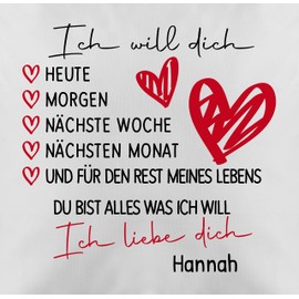 Cushion 50 x 50 cm - Partner Ideas - Ich Will Dich Heute Morgen Next Week I Love You Gift Couple Gifts - 50 x 50 cm - White - Boyfriend Pillow Partner Kissing Valentine's Day Love Men's Cushion