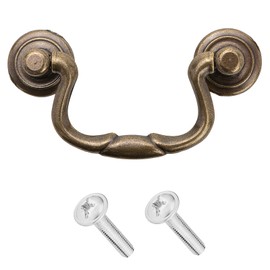 Decoranddecor Antique Copper Brass Vintage Round Pull Swing Ring Kitchen Bathroom Bedroom Cabinet Door Knobs Drawer Furniture Handles (64mm Swing Handle, Antique Copper) (Antique Brass)