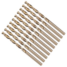 METALLIXITY Drill Bit (1/8") 10Pcs, 4241 High-Speed Steel Straight Shank Gold Finish 118° for Wood Plastic Iron Copper Aluminum Low Soft Metal