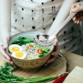 Cabilock 2pcs 304 Mesh Strainer Filter Ladle Stainless Steel Scoop Fat Skimmer Spoon Hot Pot Spoon Metal Colander Stainless Steel Colander Long Handle Spoon Kitchen Cutlery Household Asia