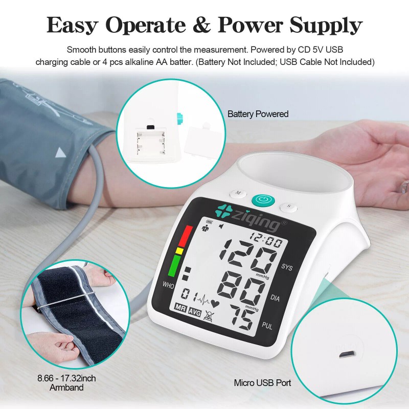 ZIQING Automatic Upper Arm Blood Pressure Monitor Digital Machine Meter