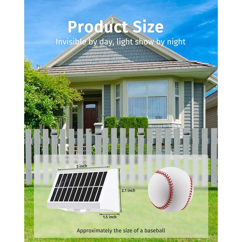 Solar Fence Lights Outdoor Waterproof High Brightness LED Spot Lens