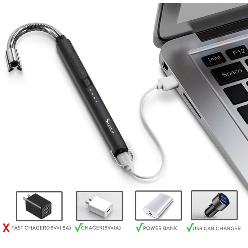 SUPRUS Electric Candle Lighter USB Type C Rechargeable Lighter Steel
