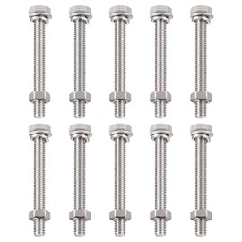 TA-VIGOR 10Pcs M6 x 60mm Hex Head Screws Bolts, Nuts, Flat & Lock Washers Kits, Fully Thread Hexagon Bolts, High Tensile Cap Screws for Metal Work, Automotive Machinery, Bike Motorcycles Repair