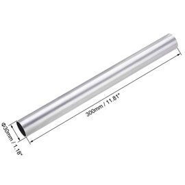 TOP-VIGOR 1Pc 6063 Aluminum Round Tube, 30mm OD 27mm ID 300mm Length Seamless Aluminum Straight Tubing Pipe Tubing for Industry DIY Projects