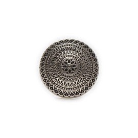 5 botones redondos de metal con diseño de flores, estilo redondo, vintage, para manualidades, costura, decoración de ropa (plata envejecida, 25 mm)