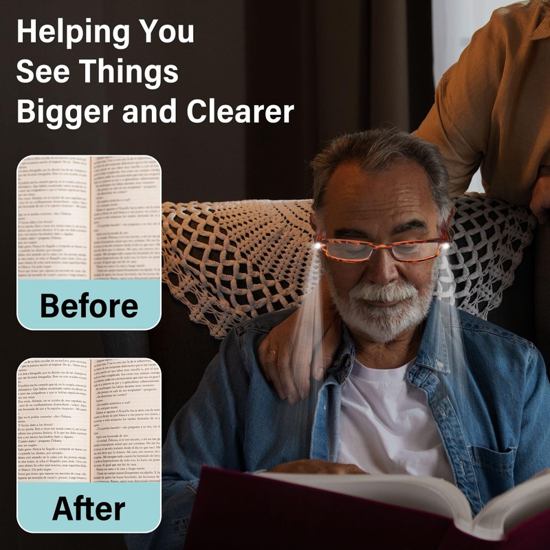 Rechargeable Magnifying Glasses Reading Glasses with Lights Anti Blue Light