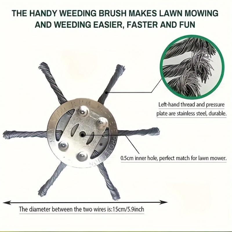 Steel Wire Wheel Grass Trimmer Head, Lightweight Lawn Mower Attachment,