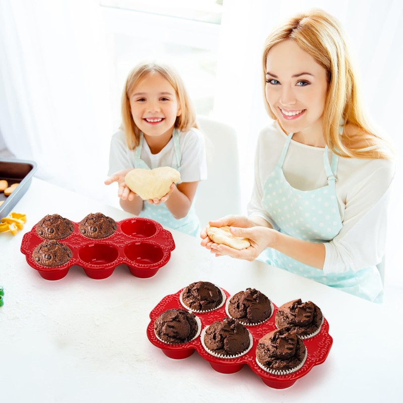 Hiceeden 2 Pack 6-Cup Ceramic Muffin Pan, Nonstick Cupcake Baking