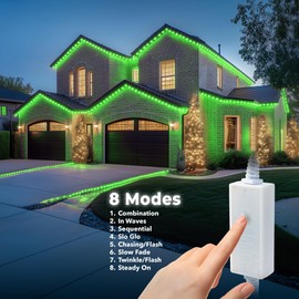 West Ivory 762LEDs, 100ft Green Outside LED Rope Light, 8 Modes, Connectable Outdoor Permanent Waterproof Accent Exterior Lighting, PVC Case, Holiday, Backyard Patio, Home Garden, Decorative