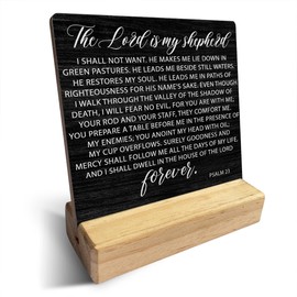 Country the Lord is My Shepherd Bible Verse Wooden Plaque Sign Desk Decor Rustic Psalm 23 Scriptures Desk Sign Christian Decor for Home Living Room 4 x 4 Inches