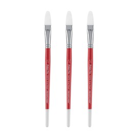 Creative Mark Polar Flo Professional Watercolor Brushes - Filbert 1/2" - 3 Pack - Short Handle, Nickel-Plated Seamless Brass Ferrule