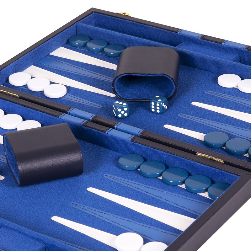 Crazy Games Backgammon Set - Classic Blue Medium 15 Inch