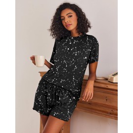 Ekouaer 2 Pack Womens Pajama Sets Short Sleeve Top with Shorts Soft Loungewear Set Comfy Sleepwear,GP5,XL