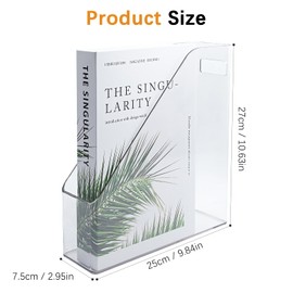 QUYLIXX Magazine Holder, 2 Pack Acrylic Magazine File Holder,A4 Vertical File Organizer with Handle for Desk,Clear Document Rack File Folder Storage Bin