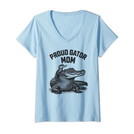 Womens Proud Gator Mom - Funny Mother Kids Alligators V-Neck T-Shirt
