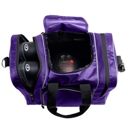 Athletico Bowling Bag for Single Ball - Single Ball Tote Bag with Padded Ball Holder - Fits a Single Pair of Bowling Shoes Up to Mens Size 14 (Purple)