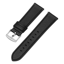 Afany Leather Watch Band 18mm, Quick Release Replacement Watch Strap, Black for Men Women