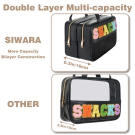 Snack Bags for Travel Chenille Letter Bag Large Snack Bag Pouch Clear Zipper Pouches Varsity Letters Pouches PU leather Large Travel Bag