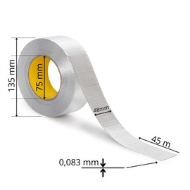 Aluminiumklebebänder Netzverstärkt, Alu Klebeband Hitzebeständig zum Abdichten Ventilation und Klimaanlagen, Extra Stark Aluminiumband Verstärkt mit Glasfasergewebe, Dichtband 48mm x 45m