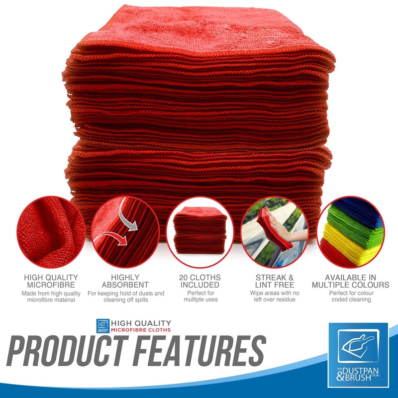 Microfiber Cleaning Cloth, Large Size 40x40cm, Super Absorbent Lint Free