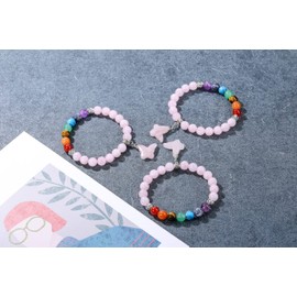 Jovivi Chakra Bracelets for Women Rose Quartz Crystals Natural Gemstone Beaded Butterfly Bracelet chakra Crystal Gifts for Women Birthday Christmas Anniversary Her Girlfriend Gifts
