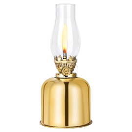 Vegena Lampada a Petrolio, Lanterna in Metallo e Vetro, Antivento, Antica Vintage, Trasparente (Dorato)