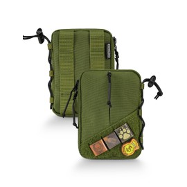 TACTICAL GEEK Block E4.0 EDC Compact Waist Pouch, Utility Pocket Organizer with Elastic Cord, Nylon Dual-Directional Zippers Tool Pouch, Multi-Purpose Small Gadget Organization for Daily Carry（Green）