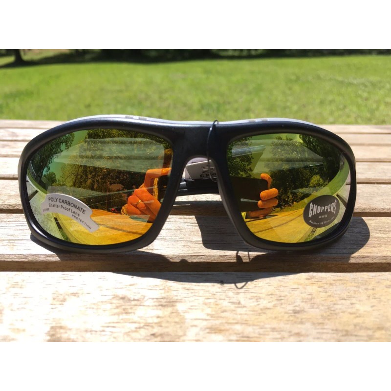 Choppers CP92803 Padded Foam Sunglasses Motorcycle ATV Glasses Black Mirror