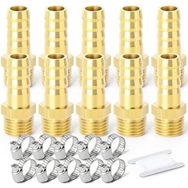 ERGAOBOY 10 Pcs 10mm OD Barb to 1/4" Female BSP Connectors,Brass Hose Barb Compression Fittings