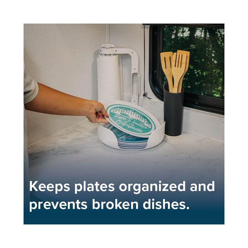 Camco Stack-A-Plate- Easily Organize, Store and Protect Plates During Travel,
