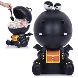 Resin Dinosaur Sculpture Candy Dish Cookie Jar Key Bowl Gifts, Black Dinosaur Decor Statue Figurine for Modern Home Decor Entryway Table Dining Table Decor Office Small Object Storage