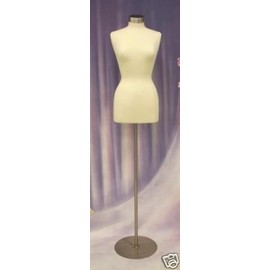 (JF-F10/12W+BS-04+CAP-M04) Female Foam Dress Form + Round Metal Base & Top
