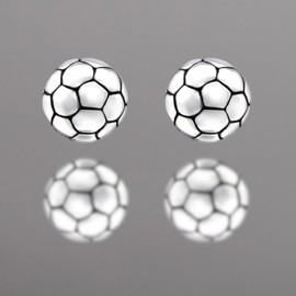 Zenvie Sterling Silver Football Stud Earrings with Gift Box - 5mm x 5mm