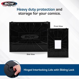 BCW 1 BCW BLACK Short Comic Book Bin - Heavy Duty Acid Free Plastic Stackable Box