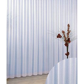 Fashion-and-joy 96 Sheer Curtain Semi-Transparent with Gathering Tape and Lead Weighted Bottom in Many Sizes HxB 245 x 300 cm