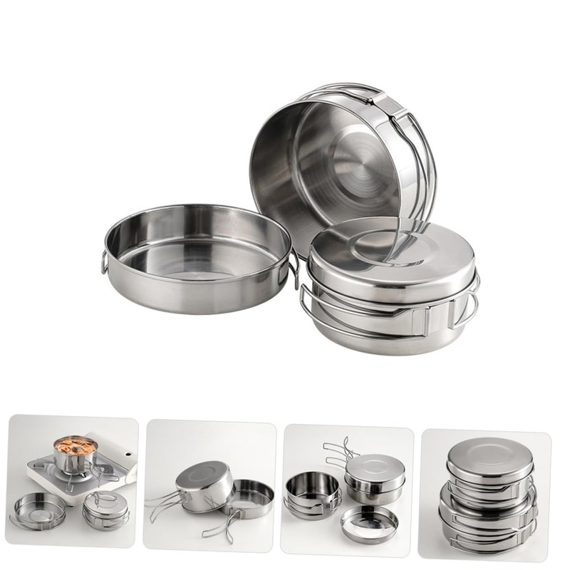 Mipcase 1 Set Outdoor Camping Cookware Portable Stainless Steel Kitchen