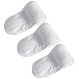 3Pcs Spa Facial Headband, Super Absorption Makeup Hair Wrap, Makeup Hair Band Women Skincare Adjustable Microfibre Headband(White,Size:24inch)
