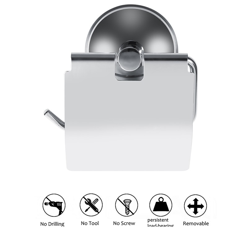 1Pc Stainless Steel Bathroom Toilet Wall Mounted Suction Paper Roll