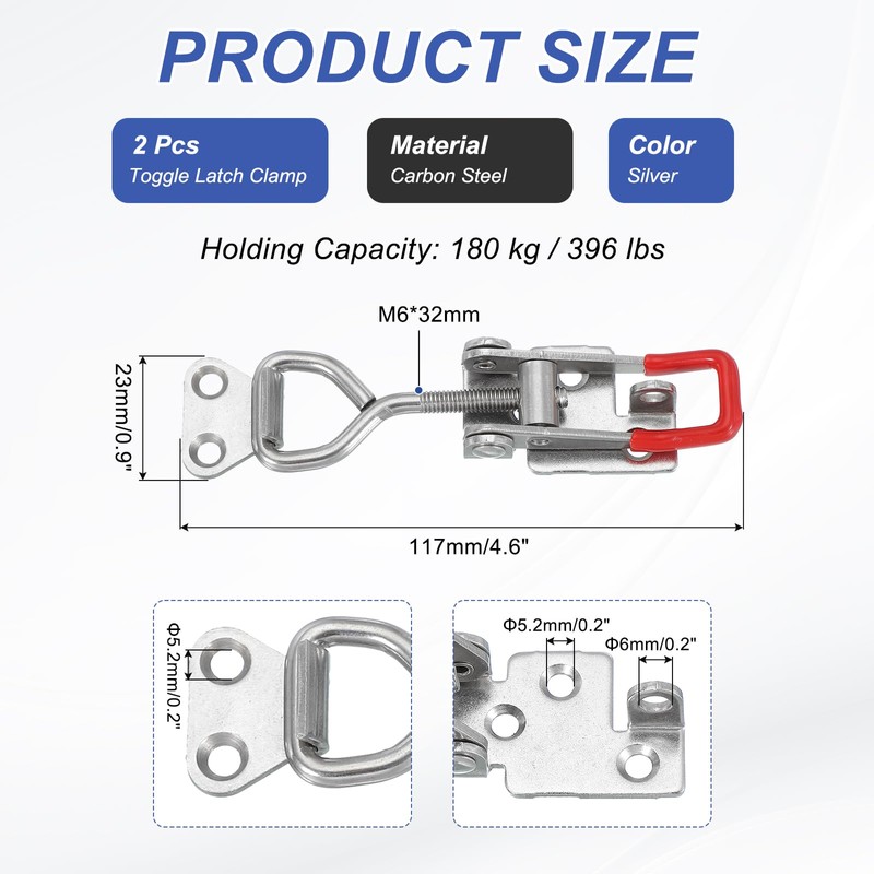 PATIKIL Toggle Latch Clamp 4002 Style, 2 Pcs Stainless Steel