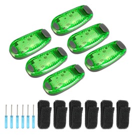 PATIKIL LED Safety Lights, 6 Pack Clip On Running Lights Hands Free Flashlight Bicycle Tail Light Reflective Running Gear for Runners Night Walking Bike Boat Dog Collar, Green