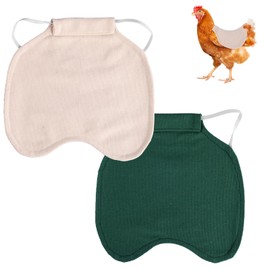 2pcs Chicken Saddle for Hens, Soft Chicken Aprons for Hens Back Protector with Elastic Strap Bird Feather Protection Hen Clothes Vest Outdoor Poultry Accessories (Khaki, Green)